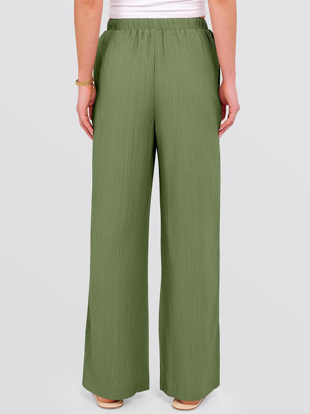 ANRABESS Women's Wide Leg Pants - Elastic Waist Palazzo with Pockets, Lightweight Flowy Trousers for Beach & Lounge