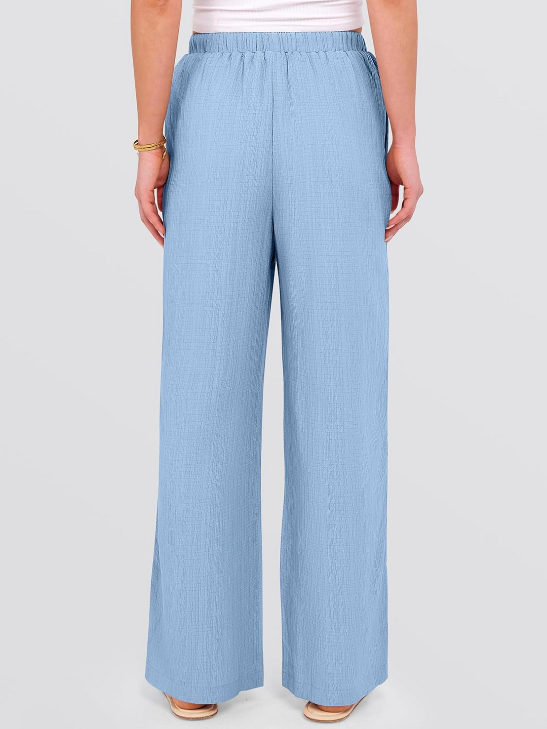 ANRABESS Women's Wide Leg Pants - Elastic Waist Palazzo with Pockets, Lightweight Flowy Trousers for Beach & Lounge