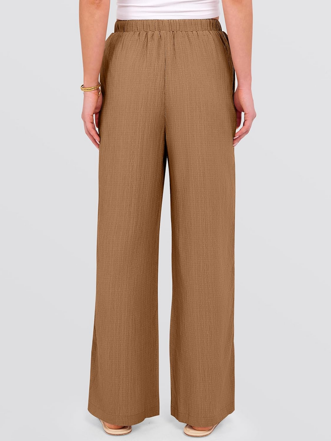 ANRABESS Women's Wide Leg Pants - Elastic Waist Palazzo with Pockets, Lightweight Flowy Trousers for Beach & Lounge