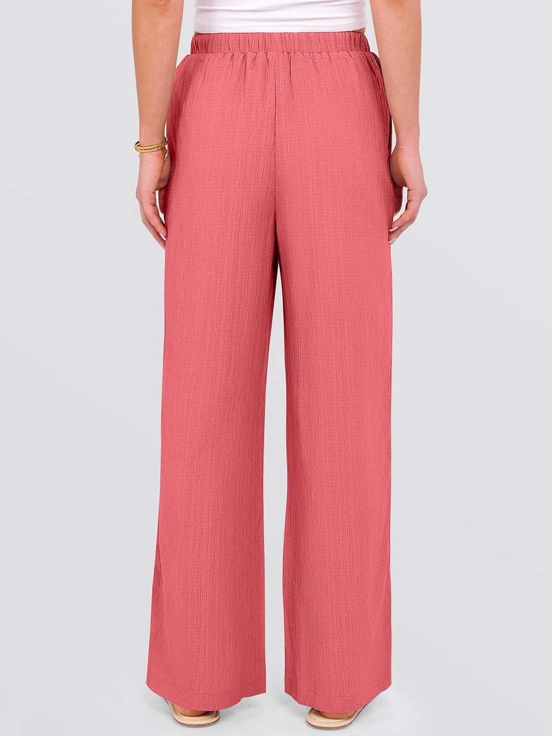 ANRABESS Women's Wide Leg Pants - Elastic Waist Palazzo with Pockets, Lightweight Flowy Trousers for Beach & Lounge
