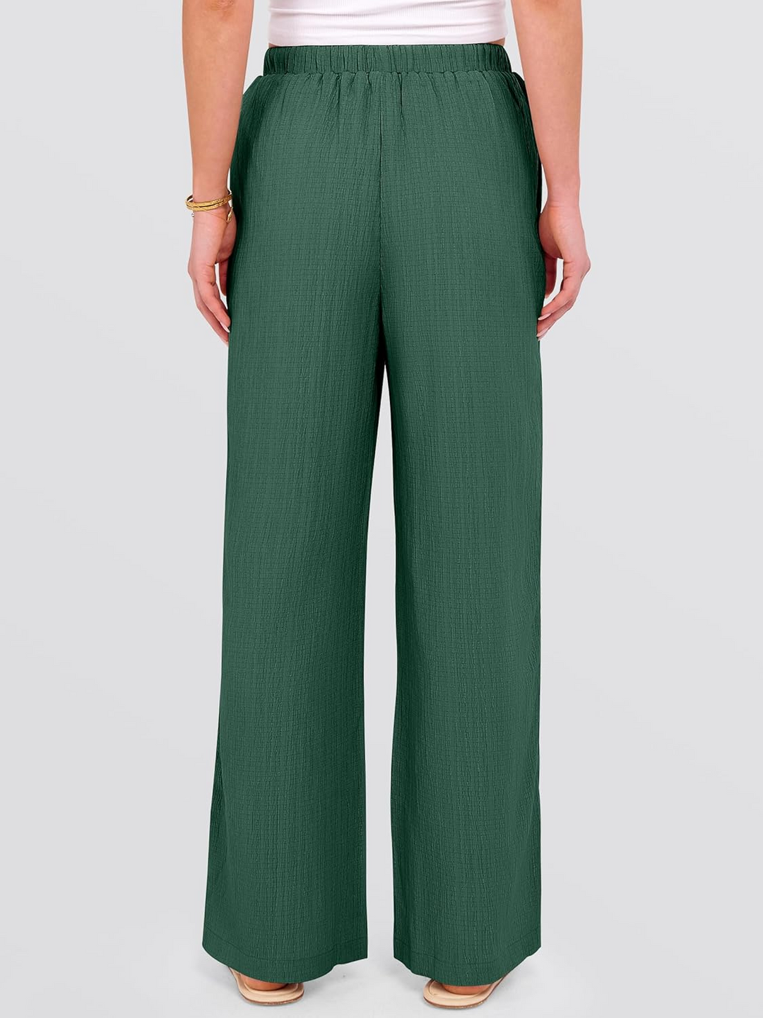 ANRABESS Women's Wide Leg Pants - Elastic Waist Palazzo with Pockets, Lightweight Flowy Trousers for Beach & Lounge