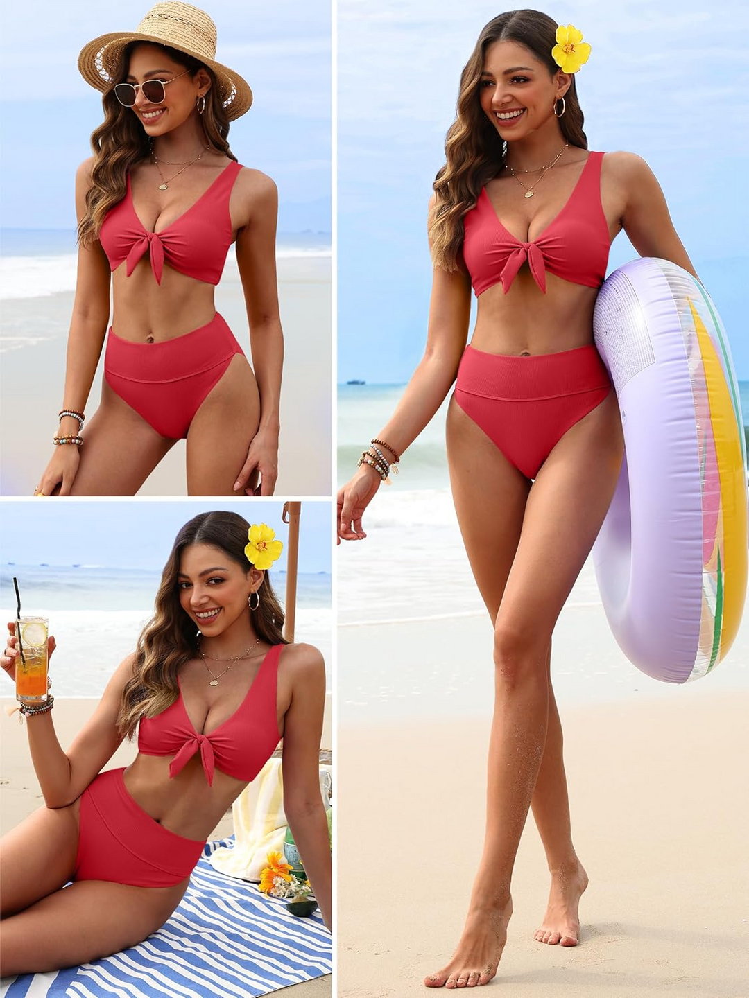 ANRABESS Women's High Waisted Ribbed Bikini Set