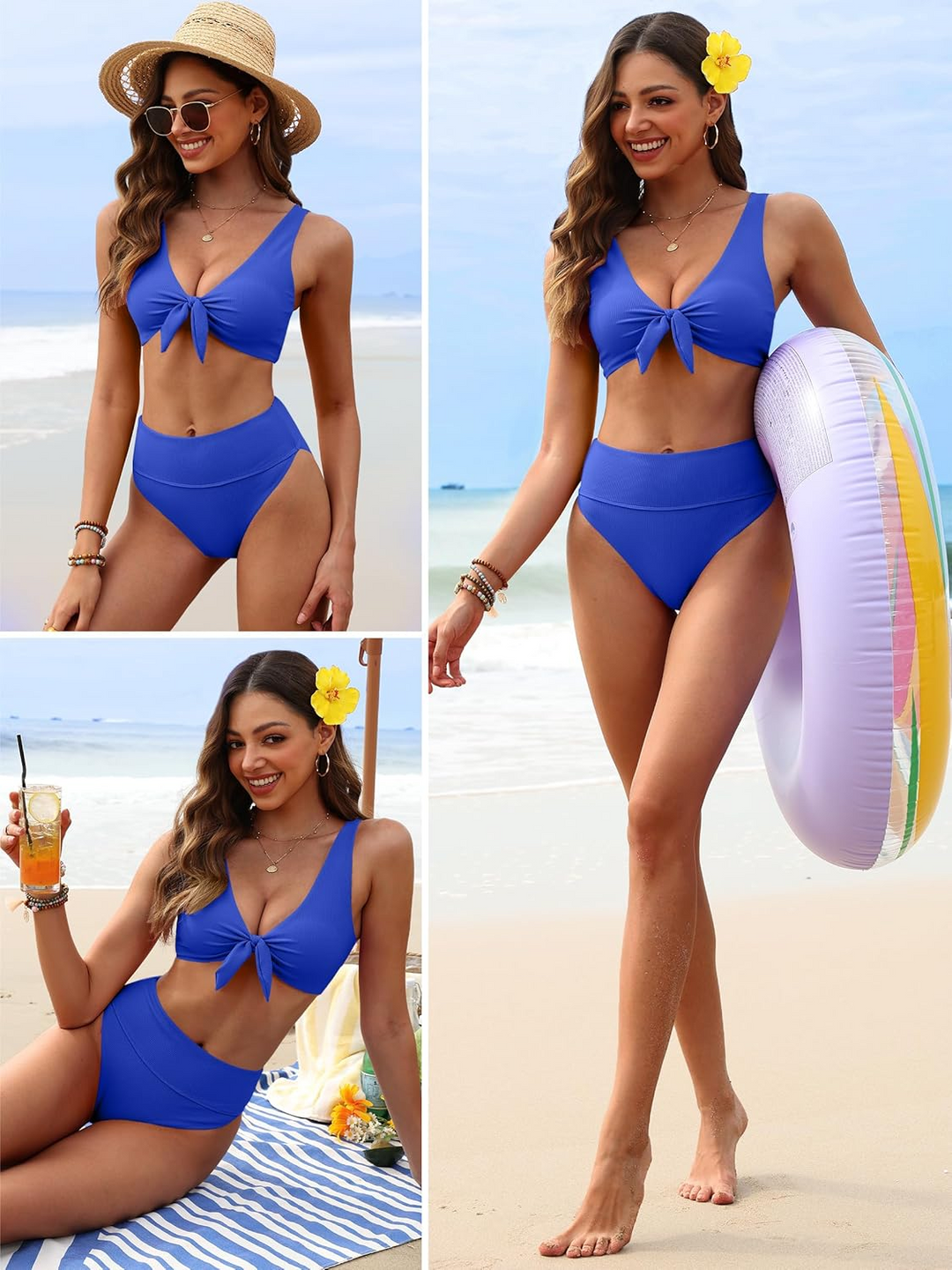 ANRABESS Women's High Waisted Ribbed Bikini Set