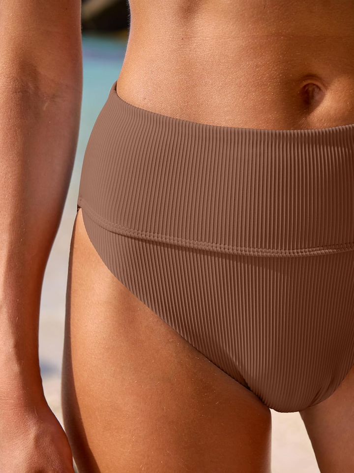 ANRABESS Women's High Waisted Ribbed Bikini Set