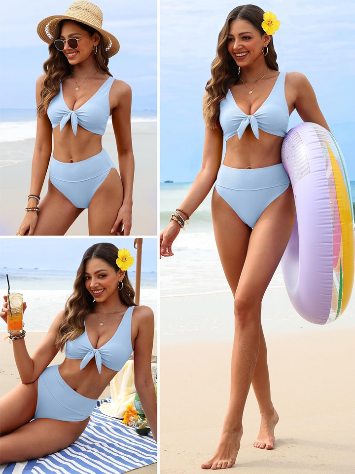 ANRABESS Women's High Waisted Ribbed Bikini Set