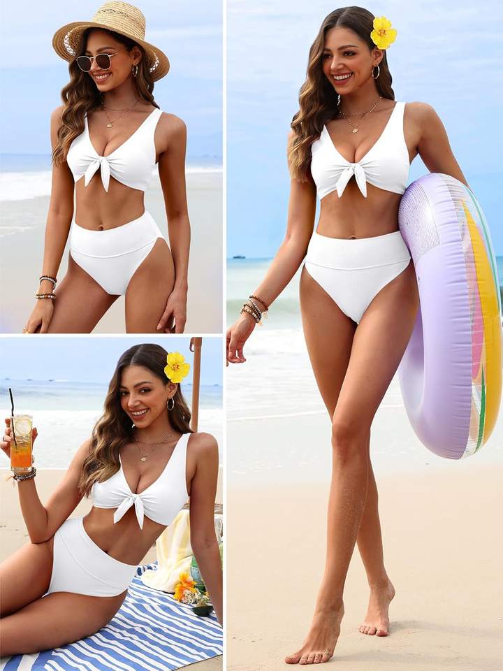 ANRABESS Women's High Waisted Ribbed Bikini Set