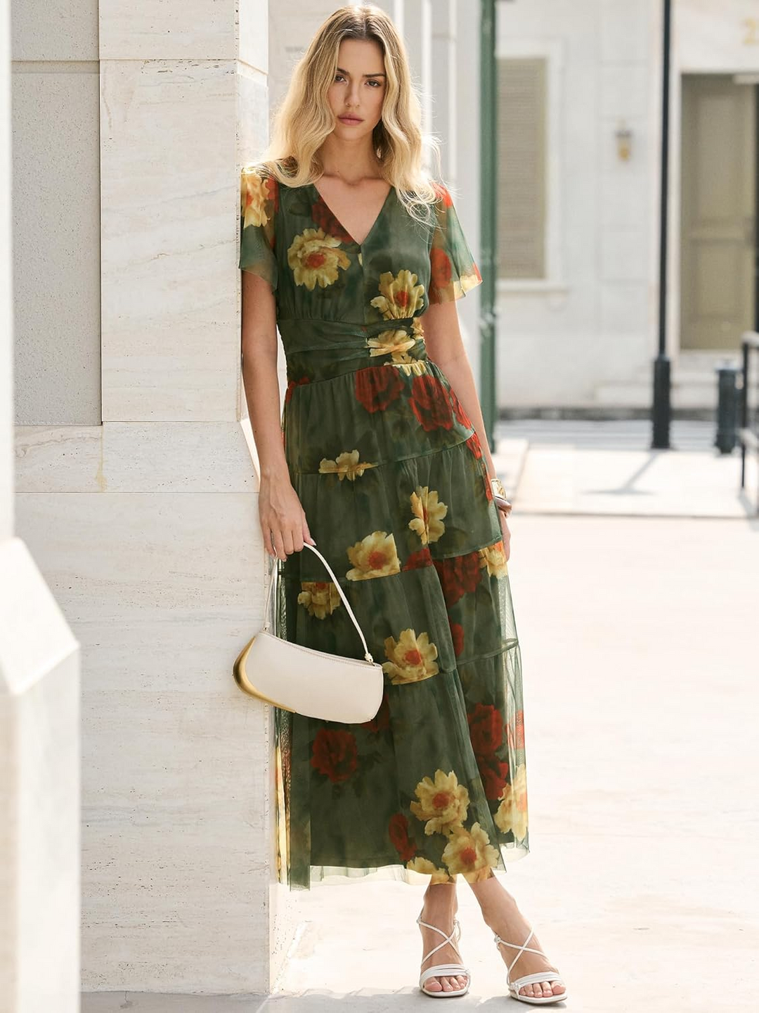 ANRABESS Women's Floral Short Sleeve Maxi Dress