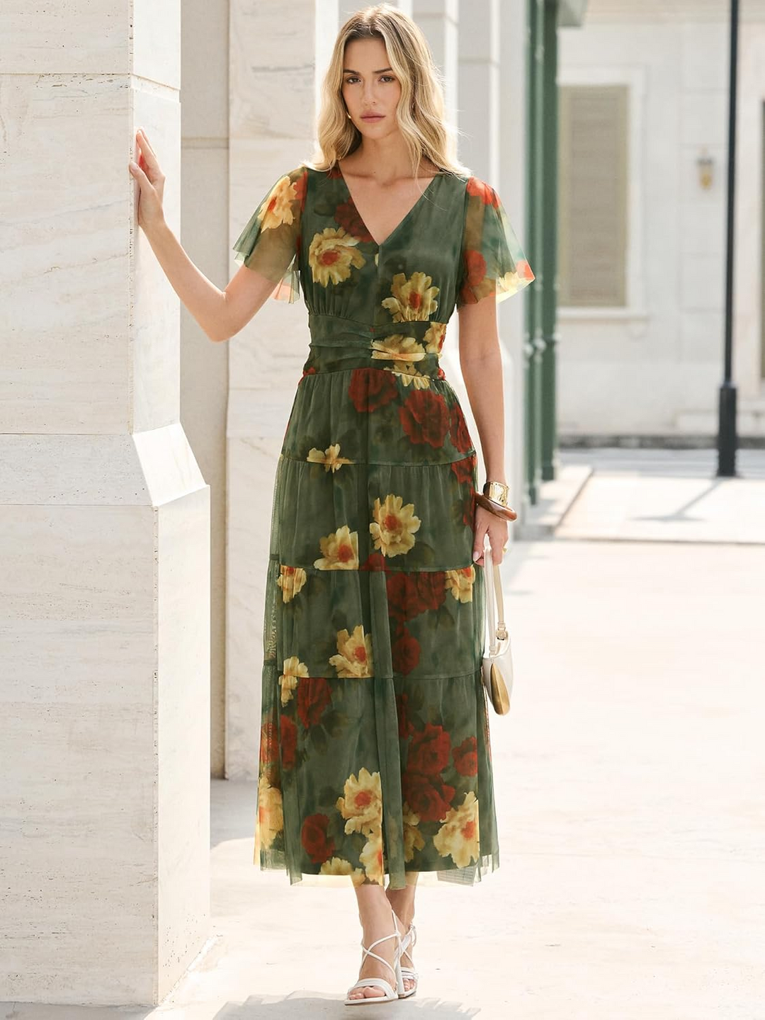 ANRABESS Women's Floral Short Sleeve Maxi Dress