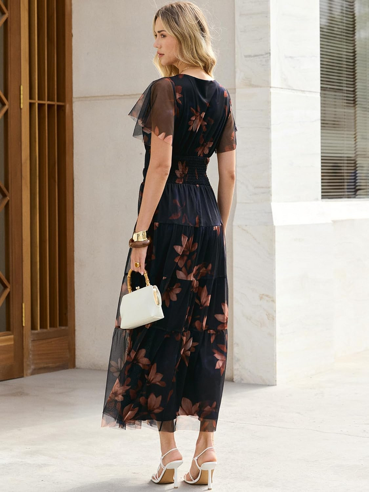 ANRABESS Women's Floral Short Sleeve Maxi Dress