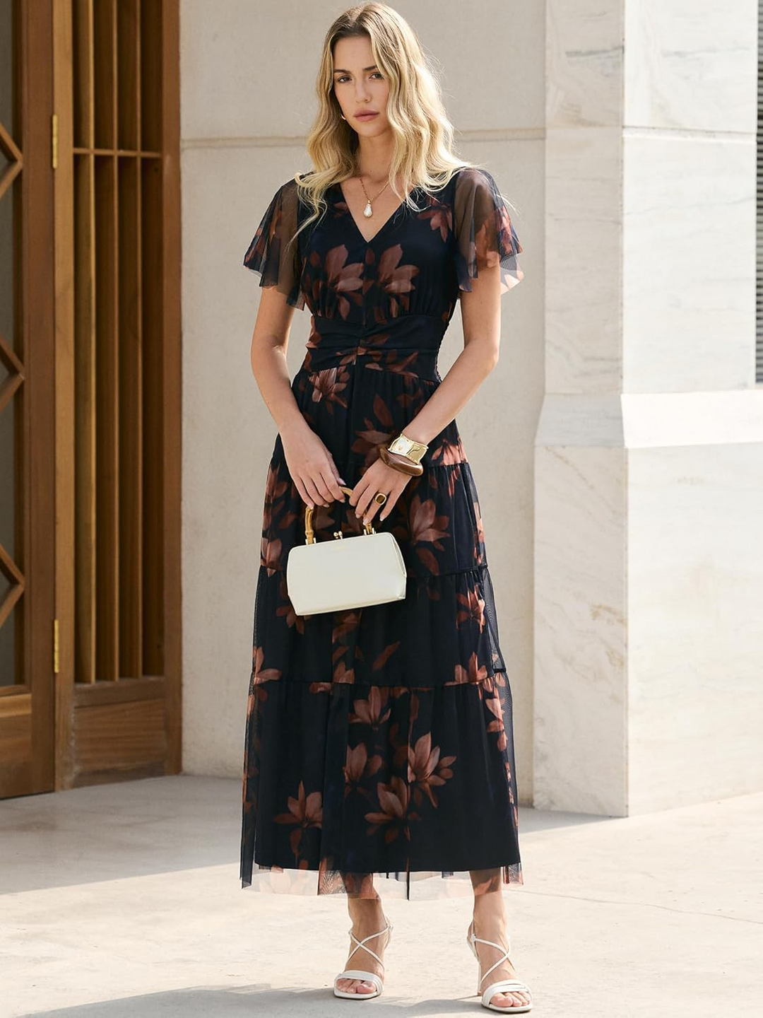 ANRABESS Women's Floral Short Sleeve Maxi Dress