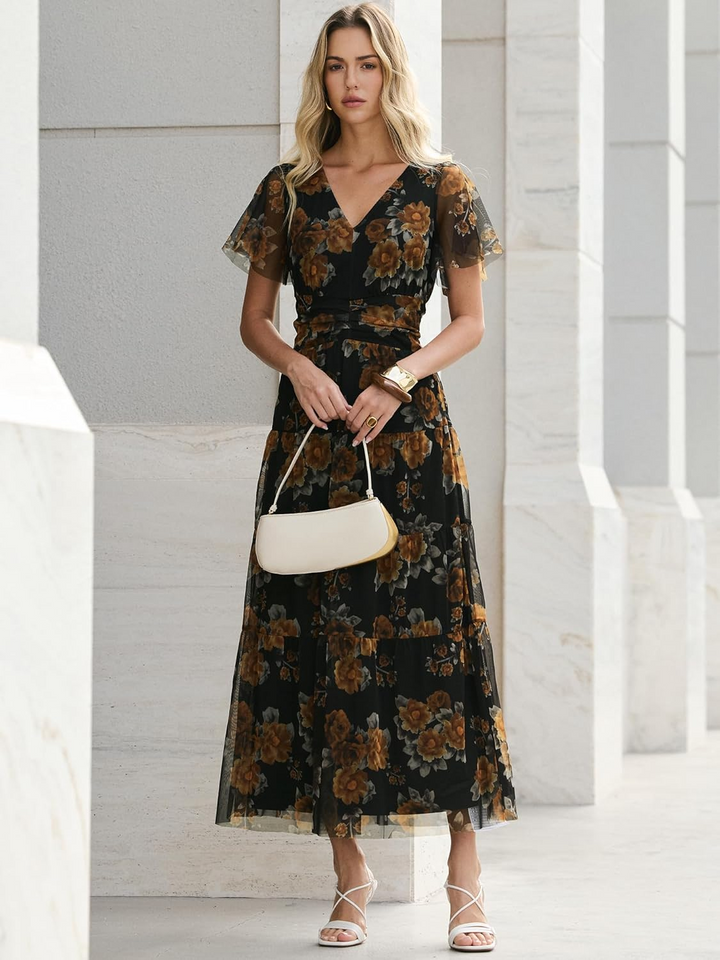 ANRABESS Women's Floral Short Sleeve Maxi Dress