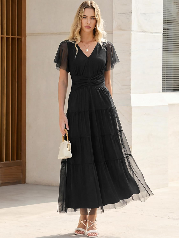 ANRABESS Women's Floral Short Sleeve Maxi Dress