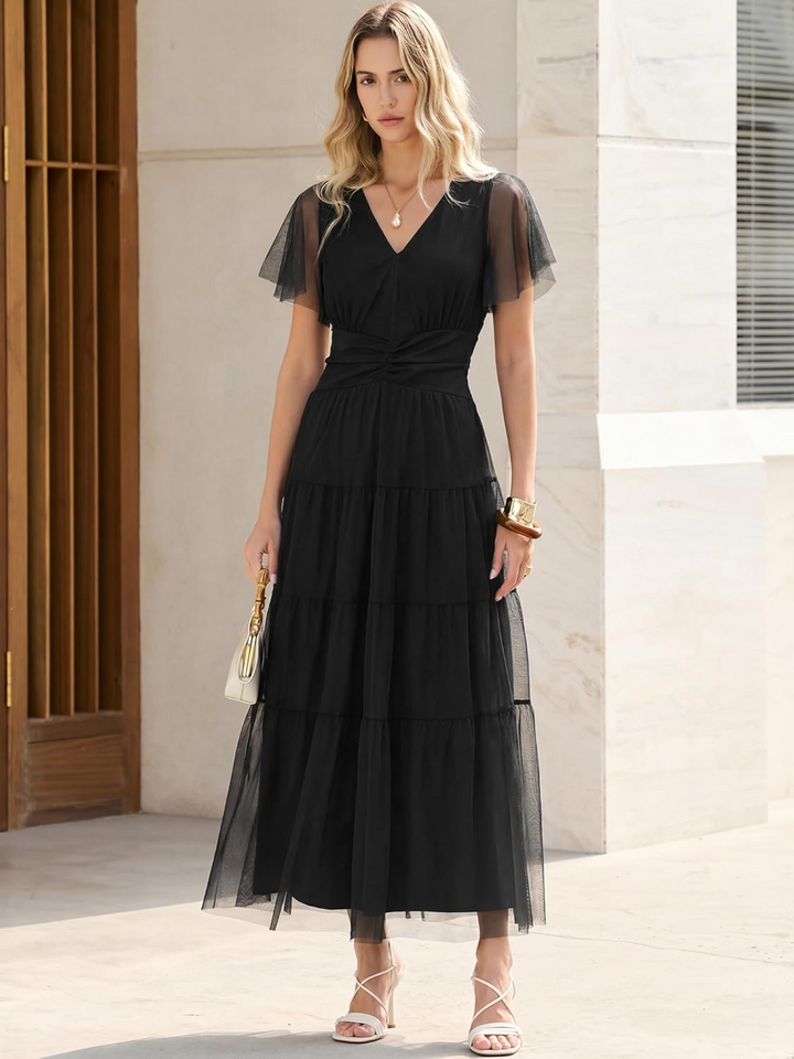 ANRABESS Women's Floral Short Sleeve Maxi Dress