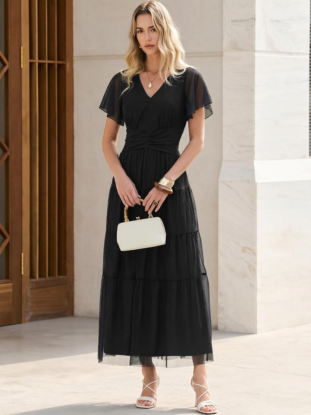 ANRABESS Women's Floral Short Sleeve Maxi Dress