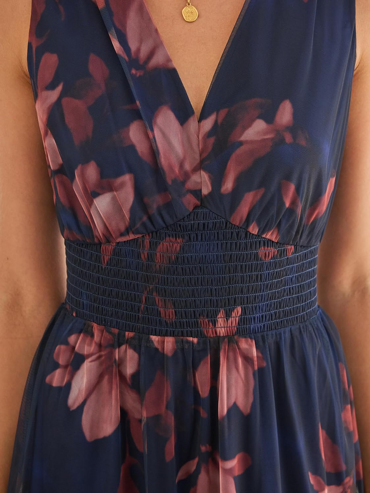 ANRABESS Women's Floral V-Neck A-Line Maxi Dress