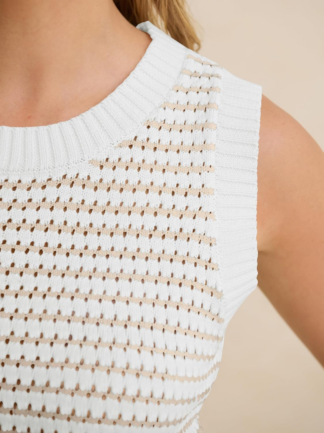 ANRABESS Women's Striped Sleeveless Sweater Vest