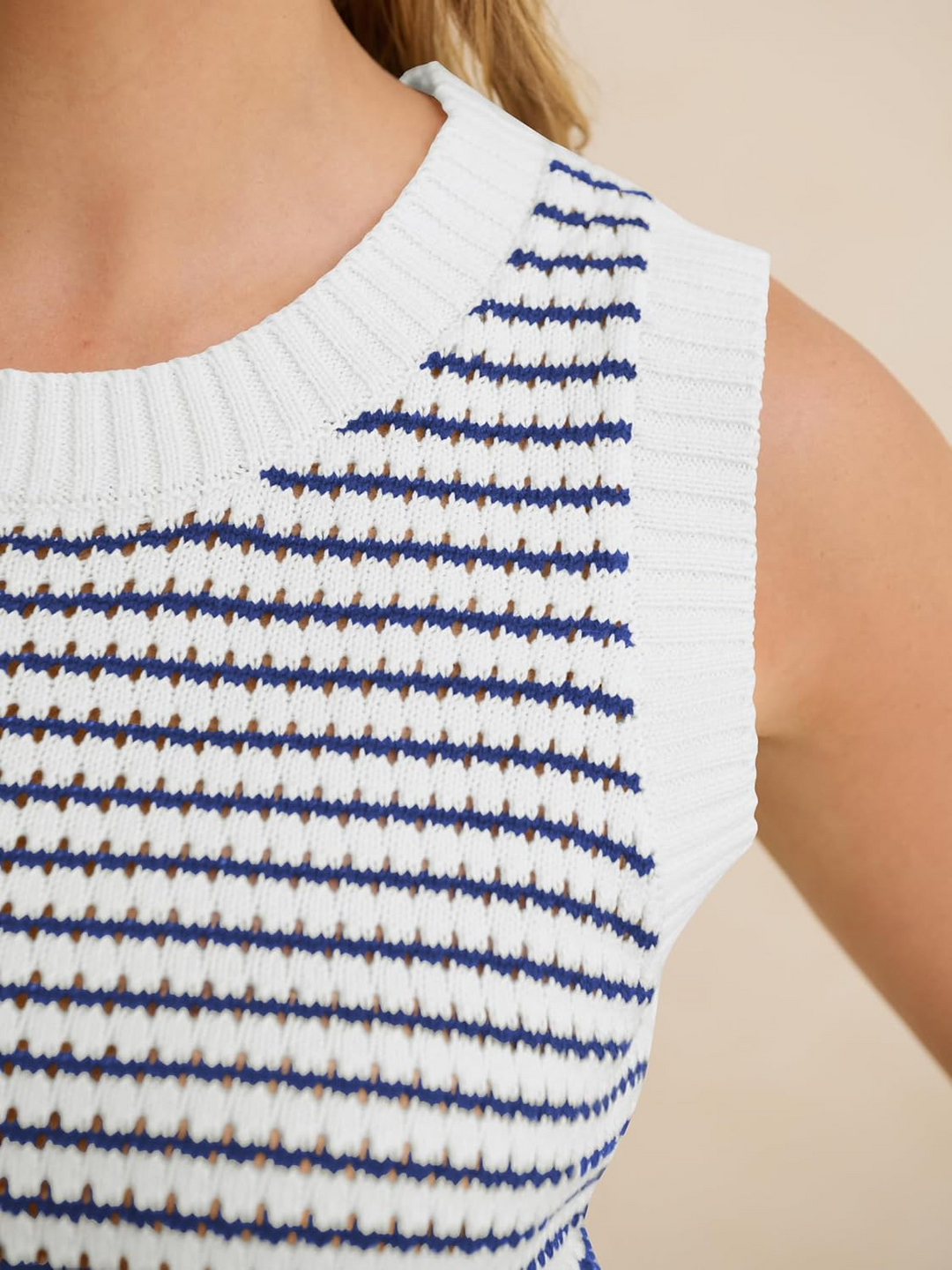 ANRABESS Women's Striped Sleeveless Sweater Vest