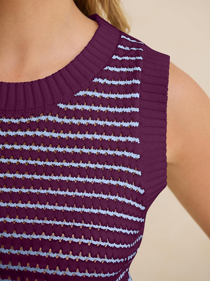 ANRABESS Women's Striped Sleeveless Sweater Vest