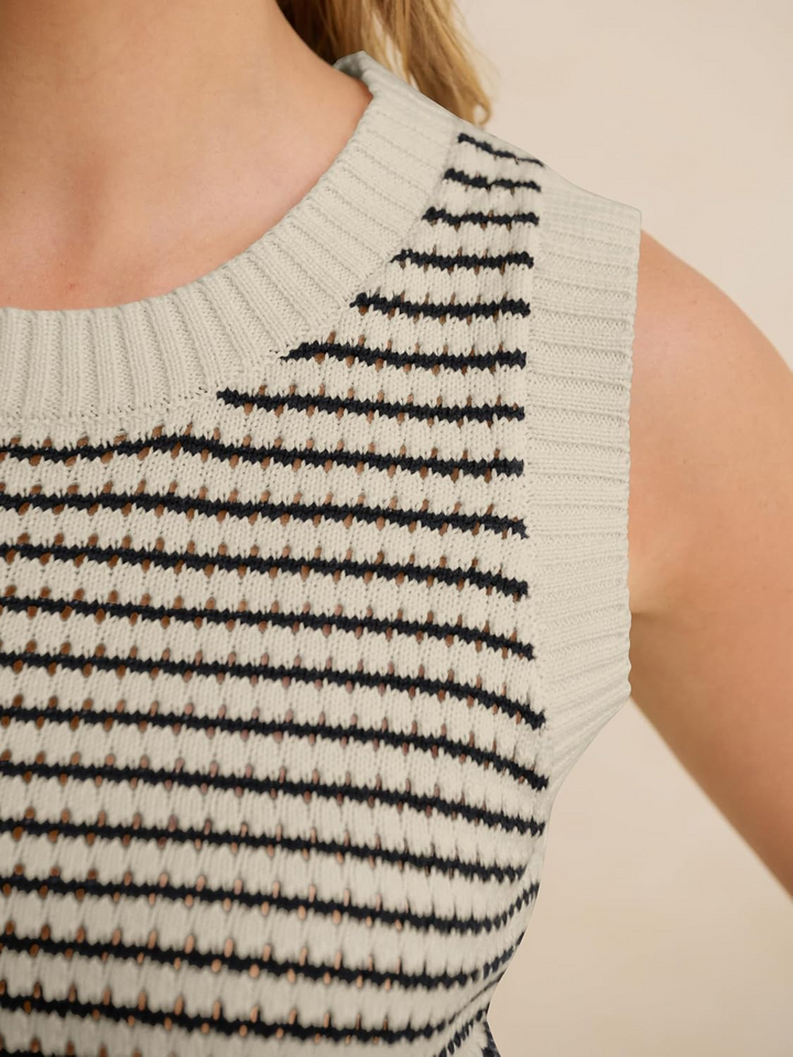 ANRABESS Women's Striped Sleeveless Sweater Vest