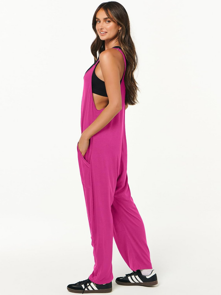 ANRABESS Adjustable Strap V-Neck Harem Pants Jumpsuit