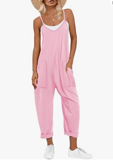 ANRABESS Adjustable Strap V-Neck Harem Pants Jumpsuit