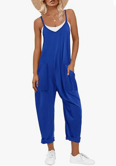 ANRABESS Adjustable Strap V-Neck Harem Pants Jumpsuit