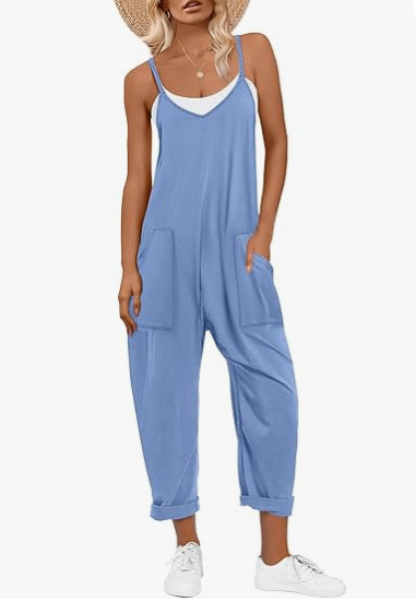 ANRABESS Adjustable Strap V-Neck Harem Pants Jumpsuit
