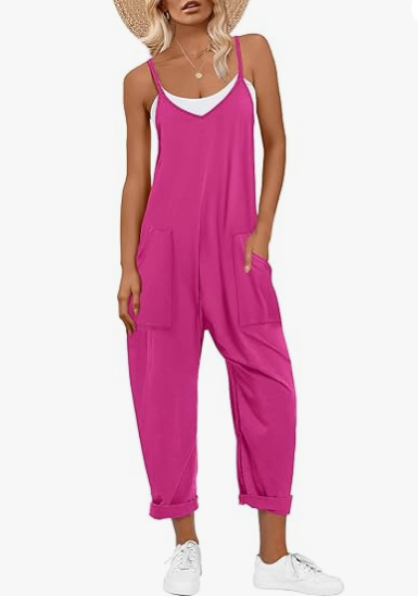 ANRABESS Adjustable Strap V-Neck Harem Pants Jumpsuit