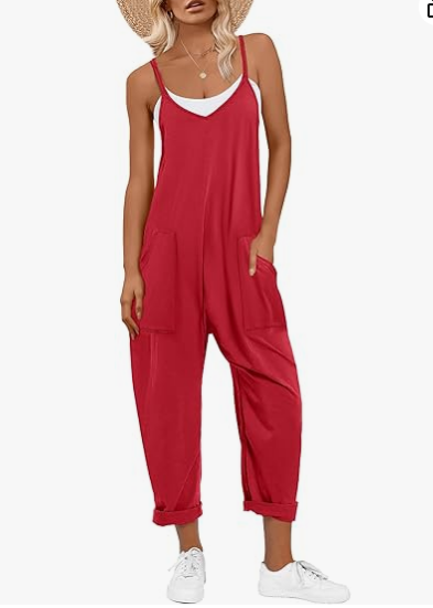 ANRABESS Adjustable Strap V-Neck Harem Pants Jumpsuit