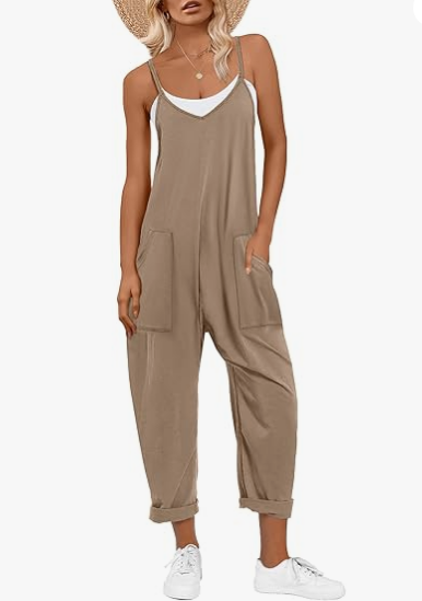 ANRABESS Adjustable Strap V-Neck Harem Pants Jumpsuit
