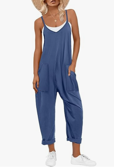 ANRABESS Adjustable Strap V-Neck Harem Pants Jumpsuit