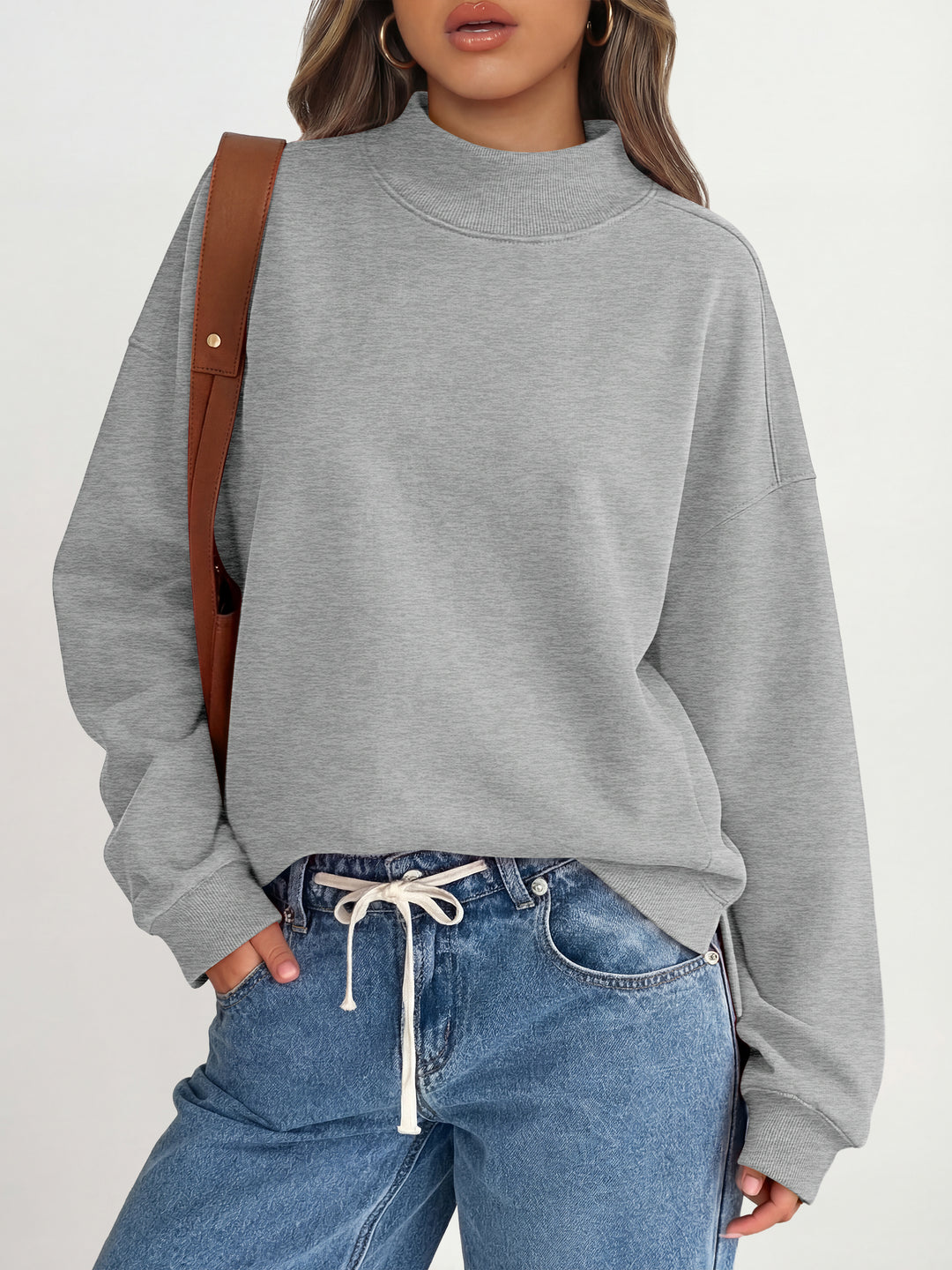 ANRABESS Women’s Mock Neck Oversized Sweatshirts Pullover Fall Outfits