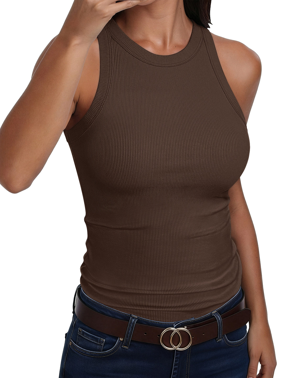 ANRABESS Women's Ribbed Racerback Tank Top