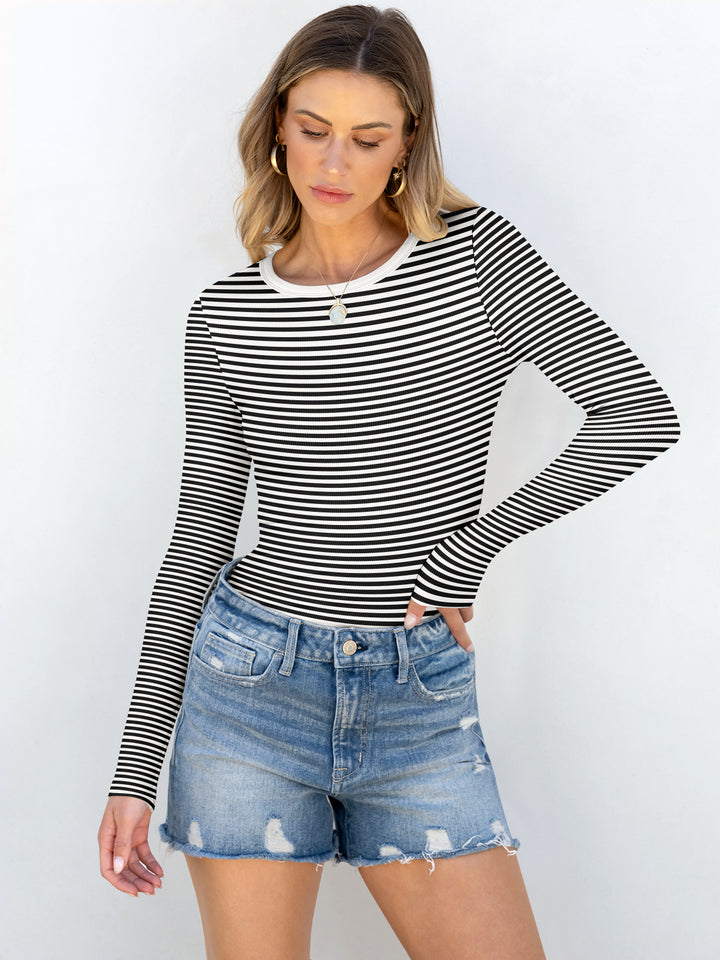 ANRABESS Women's Long Sleeve Rib-Knit Shirt