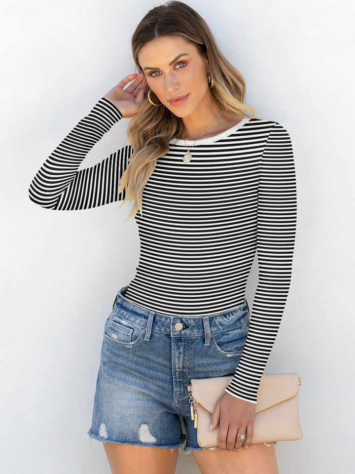 ANRABESS Women's Long Sleeve Rib-Knit Shirt