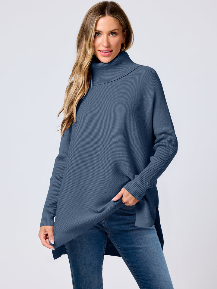 ANRABESS Batwing Sleeve Turtleneck Loose Tunic Pullover