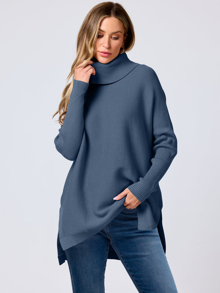ANRABESS Batwing Sleeve Turtleneck Loose Tunic Pullover