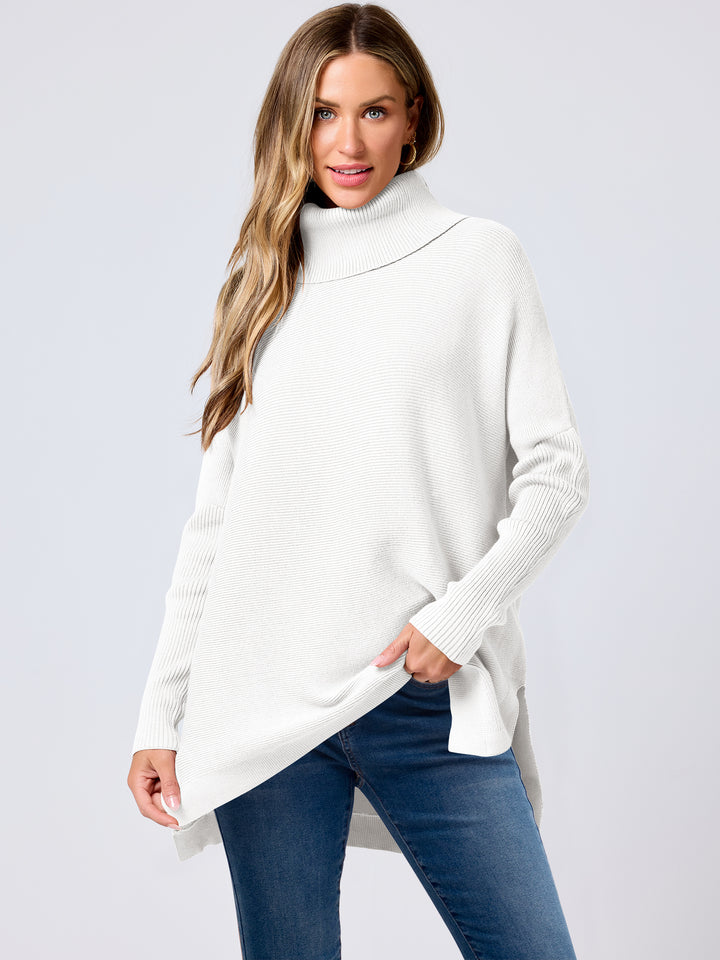 ANRABESS Batwing Sleeve Turtleneck Loose Tunic Pullover