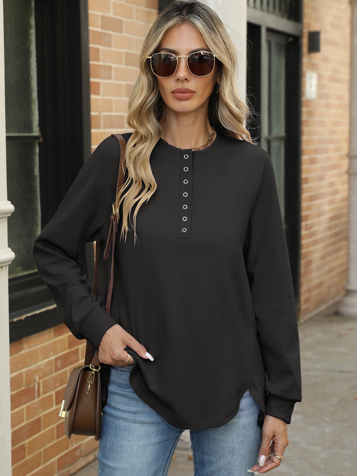 ANRABESS Women's Long Sleeve Henley Tops Tunic Sweatshirt Loose Slit Casual Button Shirts Pullover 2025 Fall Winter Outfits