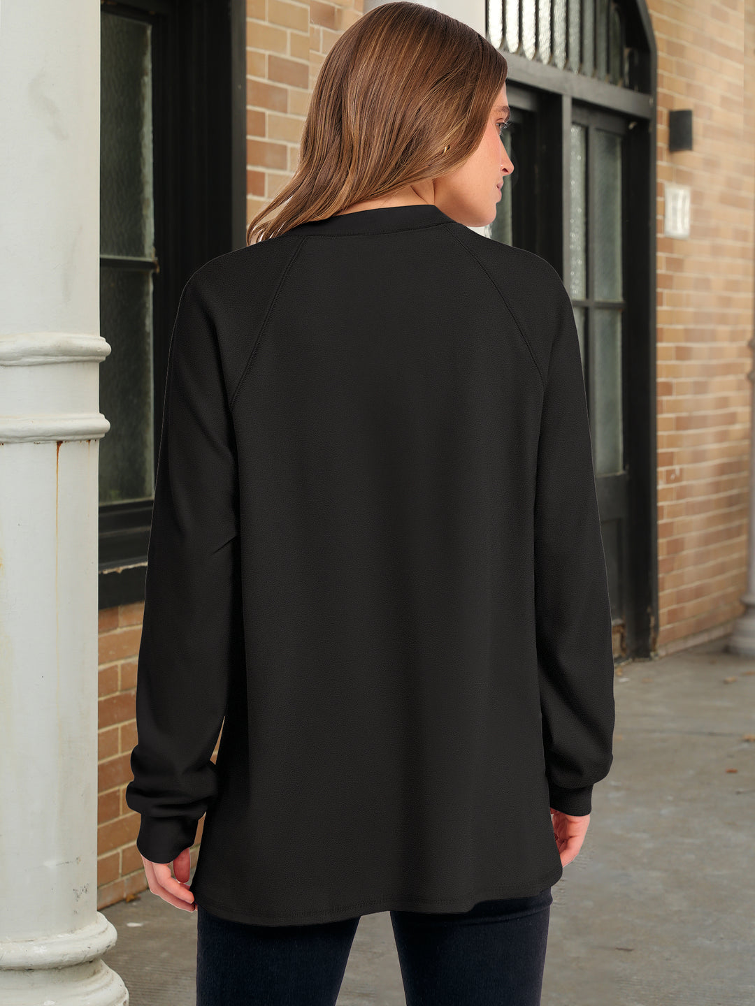 ANRABESS Women's Long Sleeve Henley Tops Tunic Sweatshirt Loose Slit Casual Button Shirts Pullover 2025 Fall Winter Outfits