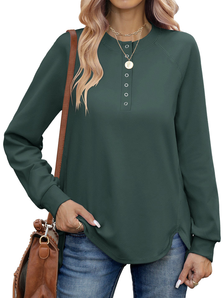 ANRABESS Women's Long Sleeve Henley Tops Tunic Sweatshirt Loose Slit Casual Button Shirts Pullover 2025 Fall Winter Outfits