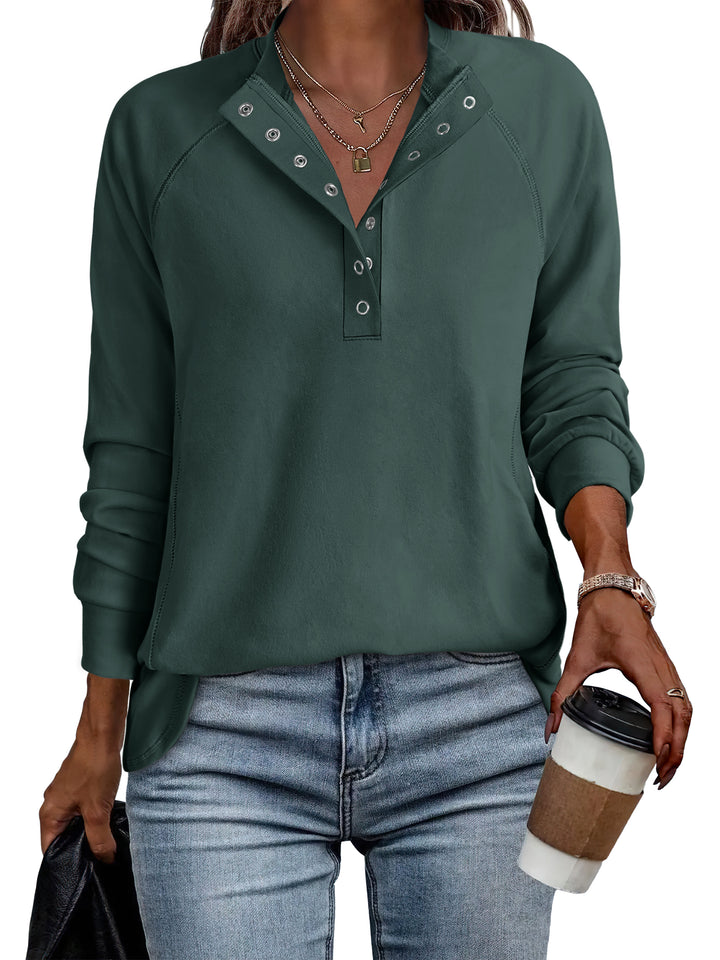 ANRABESS Women's Long Sleeve Henley Tops Tunic Sweatshirt Loose Slit Casual Button Shirts Pullover 2025 Fall Winter Outfits