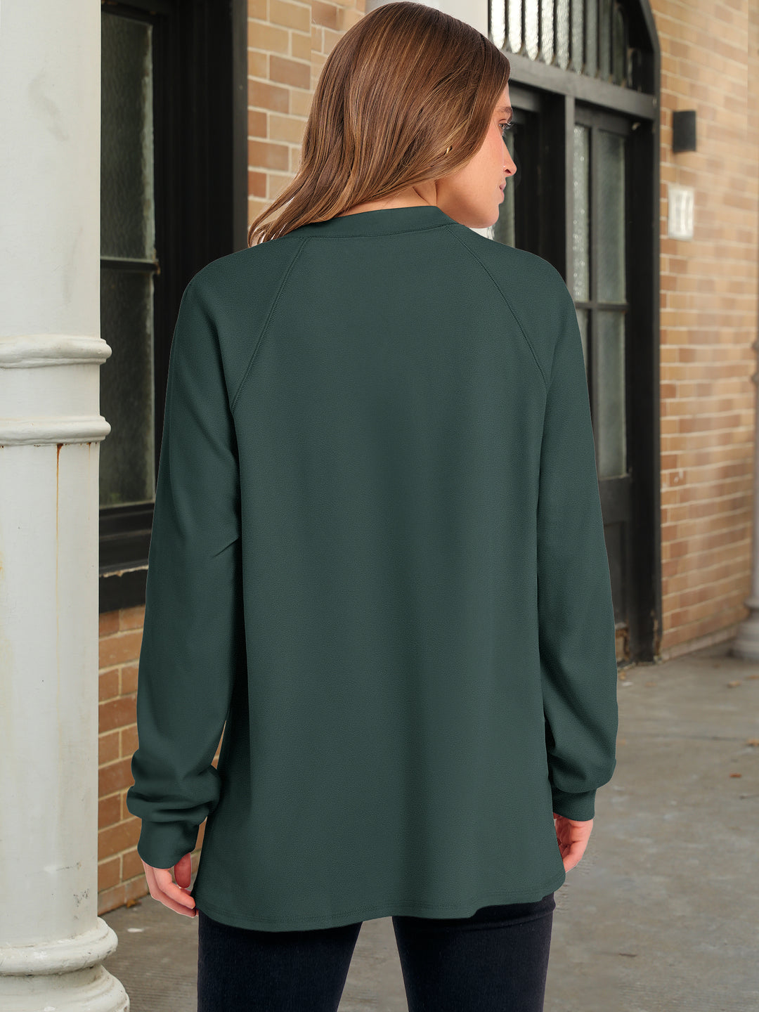 ANRABESS Women's Long Sleeve Henley Tops Tunic Sweatshirt Loose Slit Casual Button Shirts Pullover 2025 Fall Winter Outfits