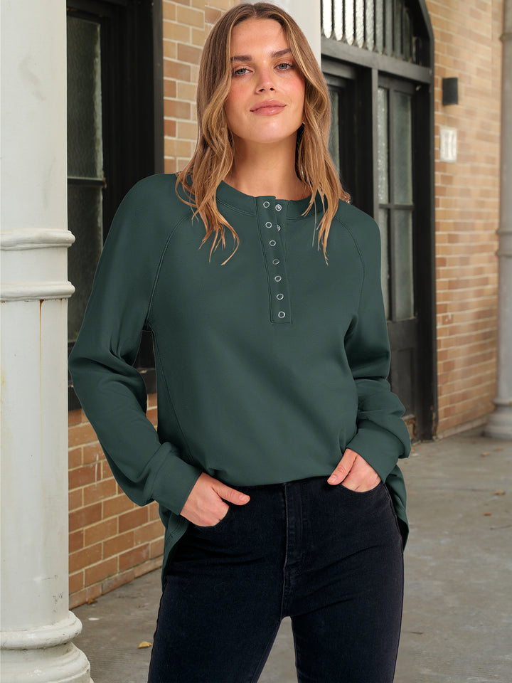 ANRABESS Women's Long Sleeve Henley Tops Tunic Sweatshirt Loose Slit Casual Button Shirts Pullover 2025 Fall Winter Outfits