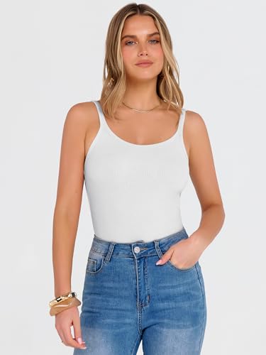 ANRABESS Women's Ribbed Scoop Neck Tank Top