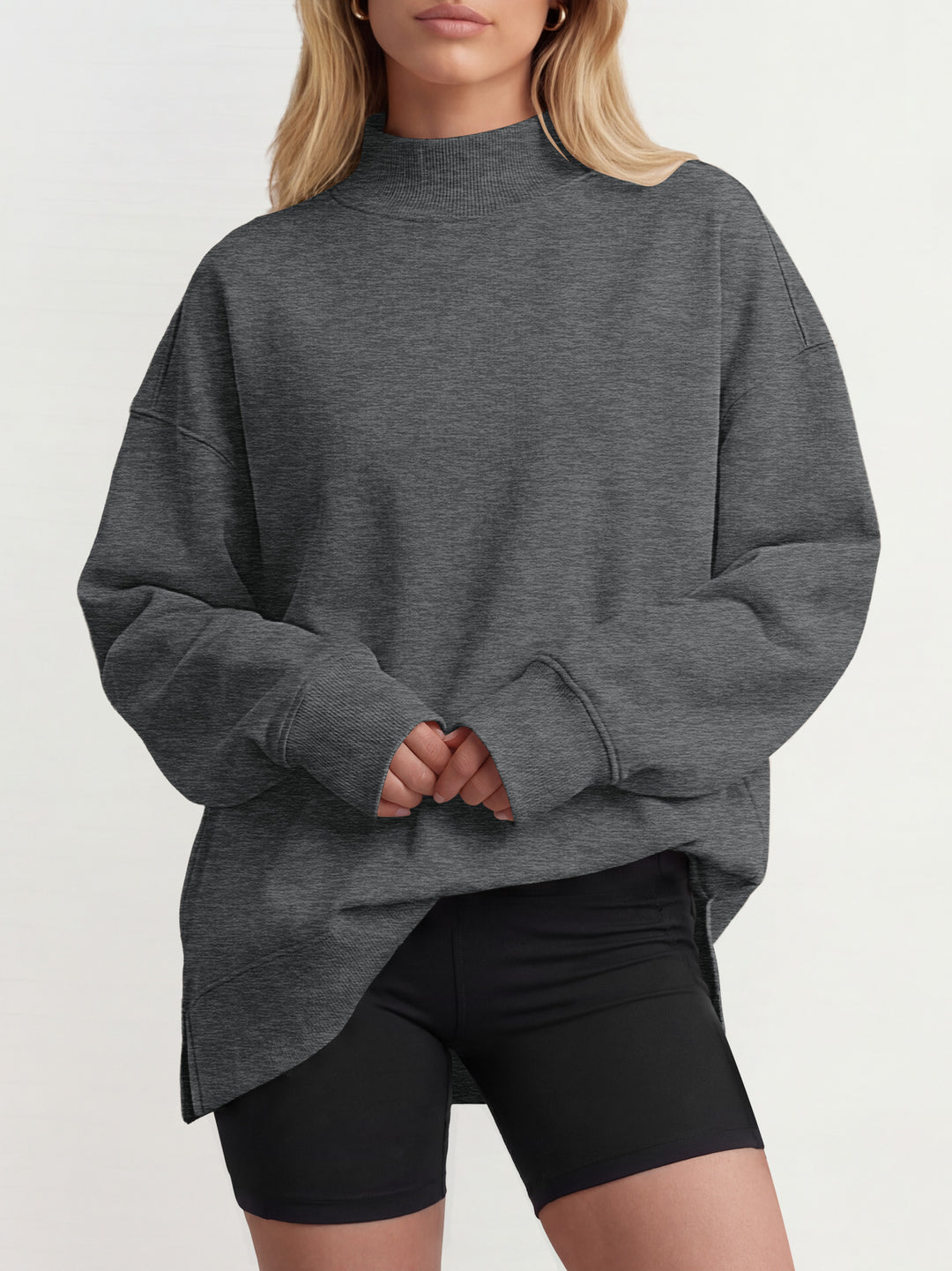 ANRABESS Women’s Mock Neck Oversized Sweatshirts Pullover Fall Outfits