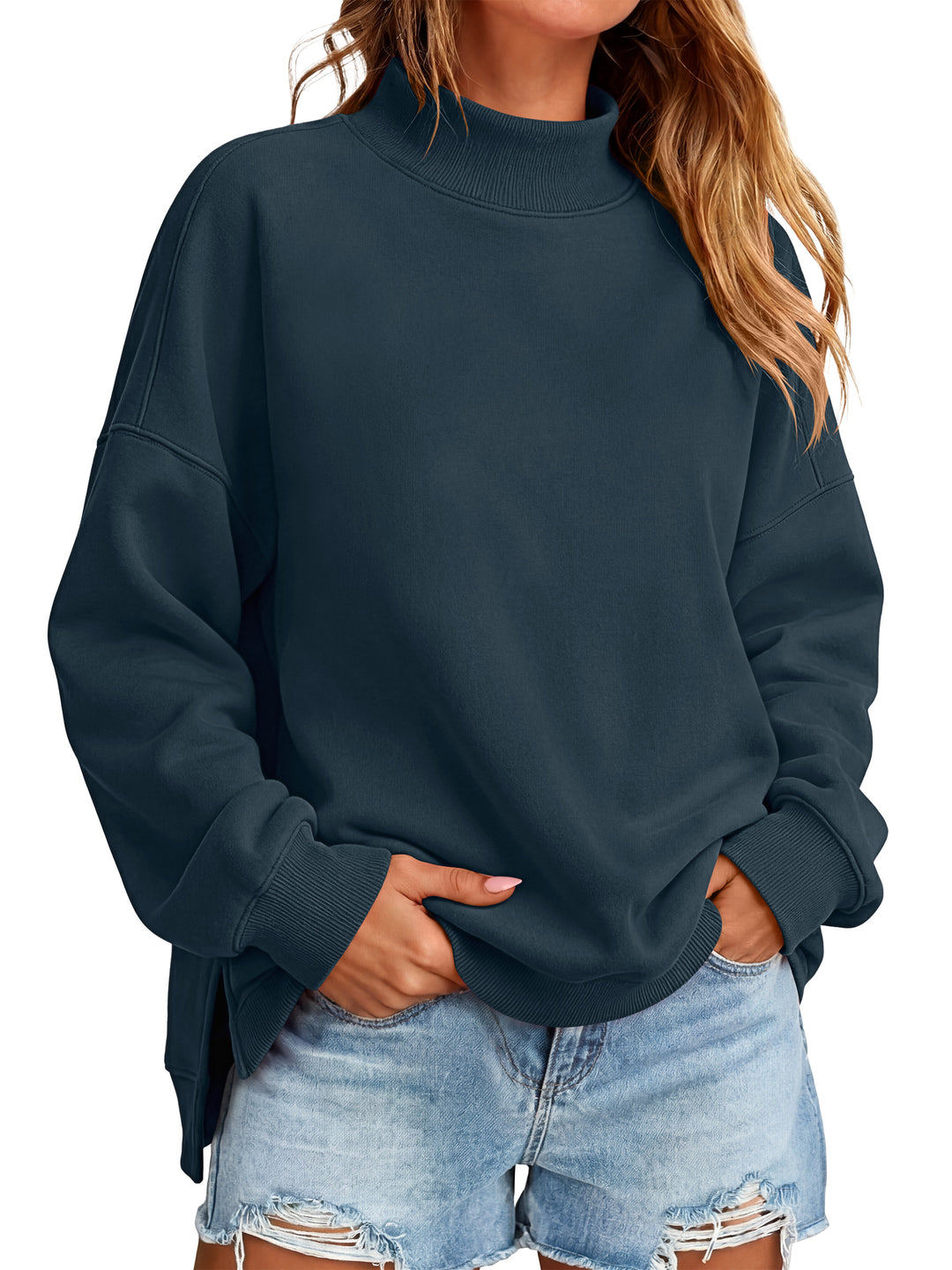 ANRABESS Women’s Mock Neck Oversized Sweatshirts Pullover Fall Outfits