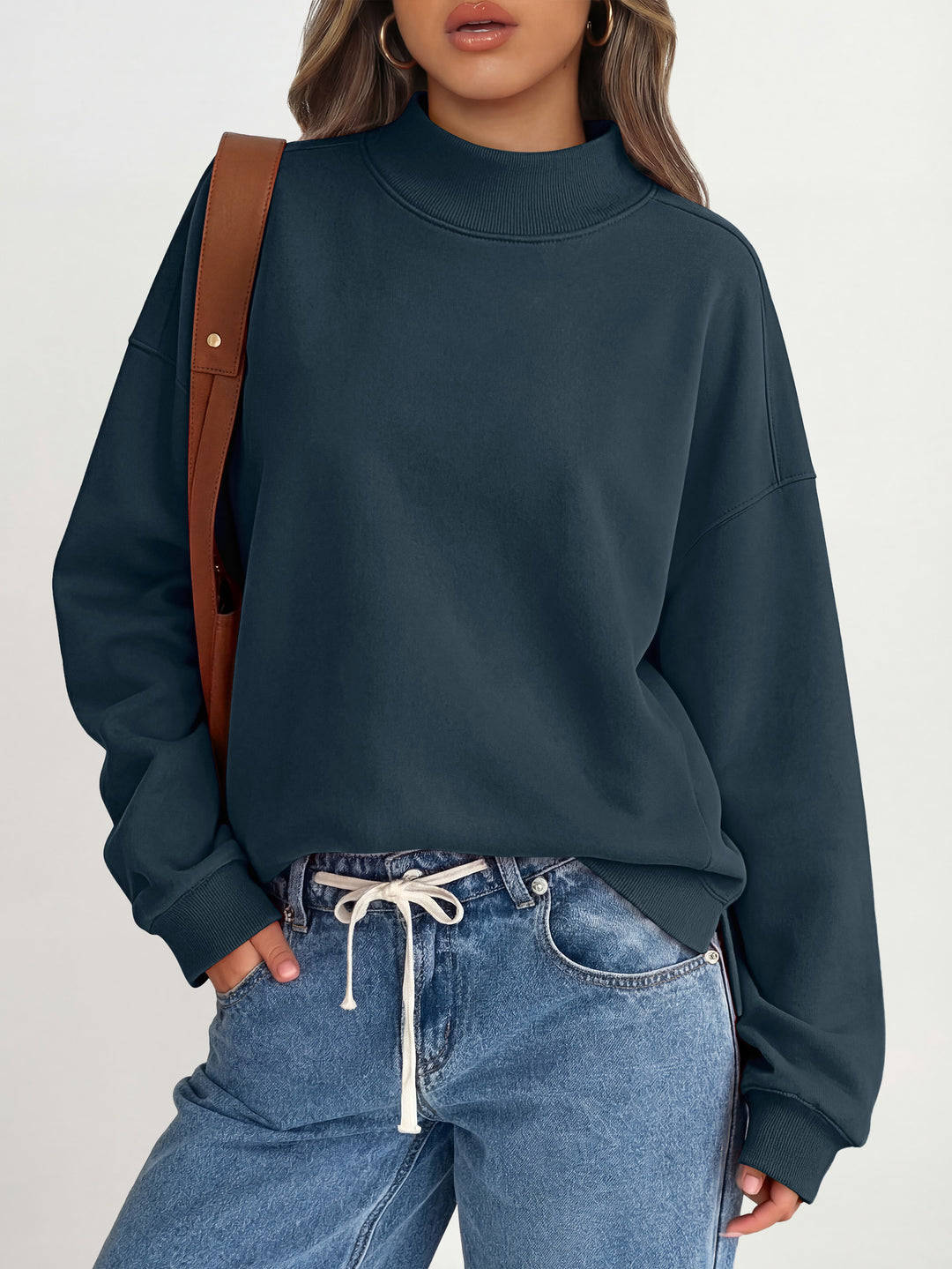 ANRABESS Women’s Mock Neck Oversized Sweatshirts Pullover Fall Outfits