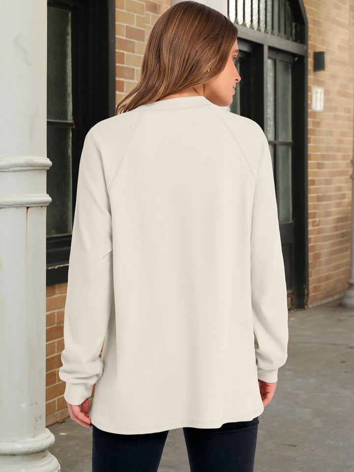 ANRABESS Women's Long Sleeve Henley Tops Tunic Sweatshirt Loose Slit Casual Button Shirts Pullover 2025 Fall Winter Outfits