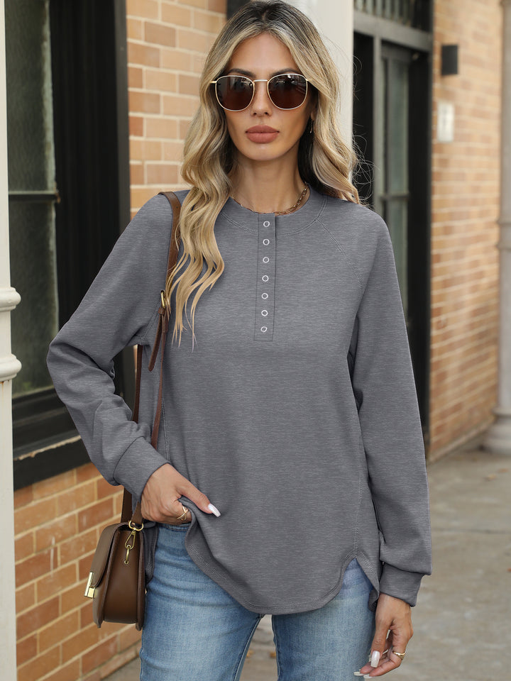 ANRABESS Women's Long Sleeve Henley Tops Tunic Sweatshirt Loose Slit Casual Button Shirts Pullover 2025 Fall Winter Outfits